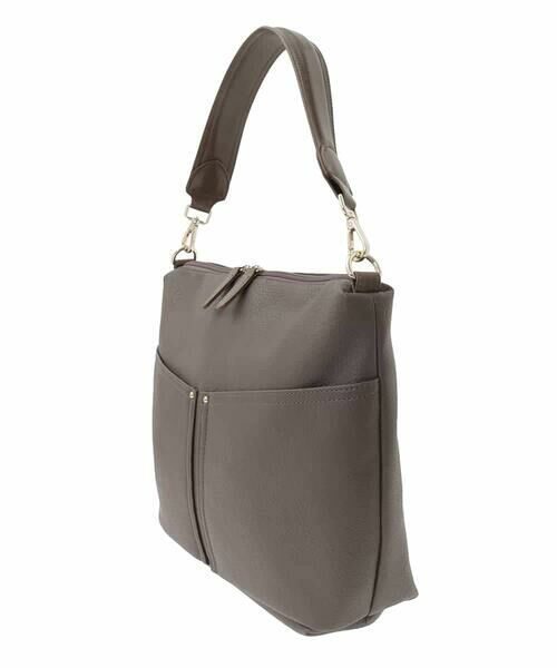 MK MICHEL KLEIN BAG / エムケーミッシェルクランバッグ ショルダーバッグ | [2WAY]合成皮革ダブルポケットスクエアバッグ | 詳細3