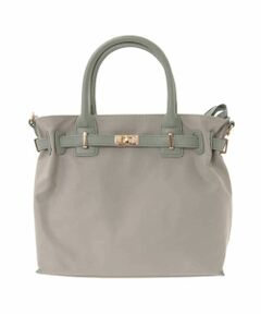 MK MICHEL KLEIN BAG / エムケーミッシェルクランバッグ トートバッグ | [2WAY/撥水加工]異素材ベルトデザインスクエアバッグ