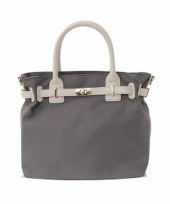 MK MICHEL KLEIN BAG / エムケーミッシェルクランバッグ トートバッグ | [2WAY/撥水加工]異素材ベルトデザインスクエアバッグ