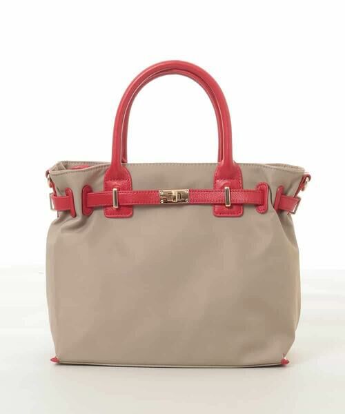 MK MICHEL KLEIN BAG / エムケーミッシェルクランバッグ トートバッグ | [2WAY/撥水加工]異素材ベルトデザインスクエアバッグ | 詳細1