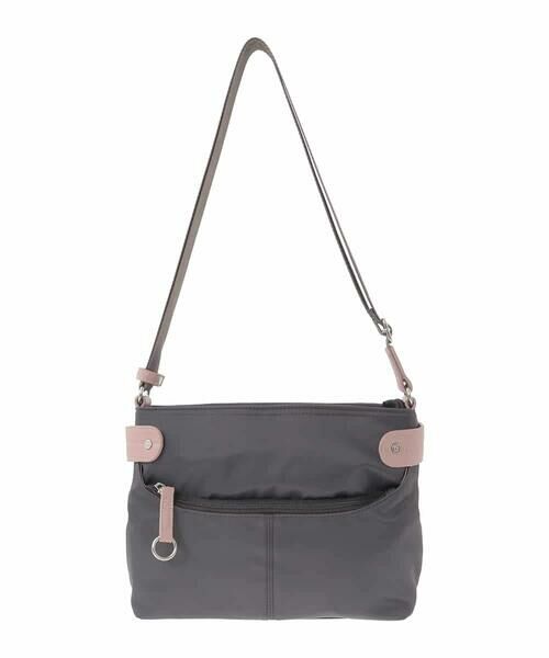 MK MICHEL KLEIN BAG / エムケーミッシェルクランバッグ ショルダーバッグ | [撥水/軽量]アクセントレザーコンパクトショルダーバッグ（ブラウン×ピンク）