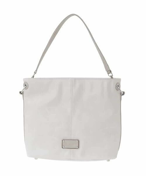 MK MICHEL KLEIN BAG / エムケーミッシェルクランバッグ ショルダーバッグ | [2WAY]メタルタグアクセントショルダーバッグ（アイボリー）