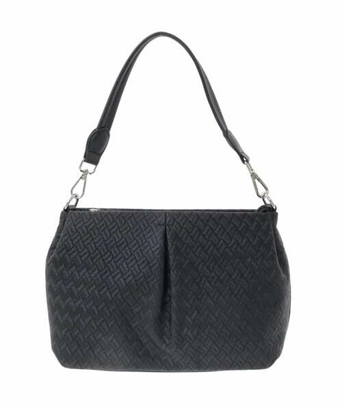 MK MICHEL KLEIN BAG / エムケーミッシェルクランバッグ ショルダーバッグ | [2WAY]編み柄デザインワンハンドルバッグ（ブラック）