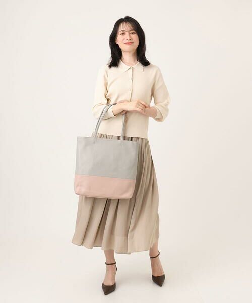 MK MICHEL KLEIN BAG / エムケーミッシェルクランバッグ トートバッグ | [A4収納可]バイカラーデザイン牛革トートバッグ | 詳細17