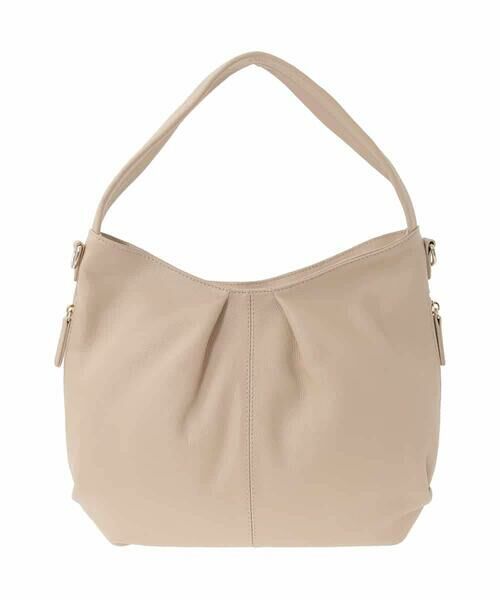 MK MICHEL KLEIN BAG / エムケーミッシェルクランバッグ ショルダーバッグ | [2WAY]タックデザイン牛革ショルダーバッグ（グレー）