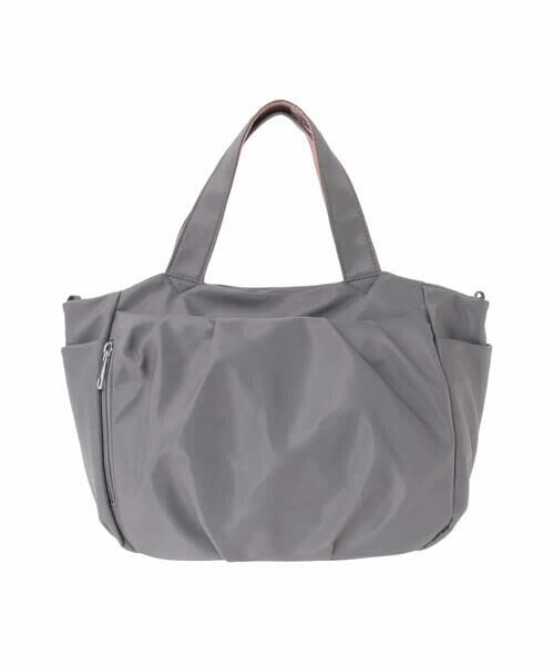 MK MICHEL KLEIN BAG / エムケーミッシェルクランバッグ トートバッグ | [2WAY/撥水]多機能ポケットタックデザイントートバッグ（グレー）