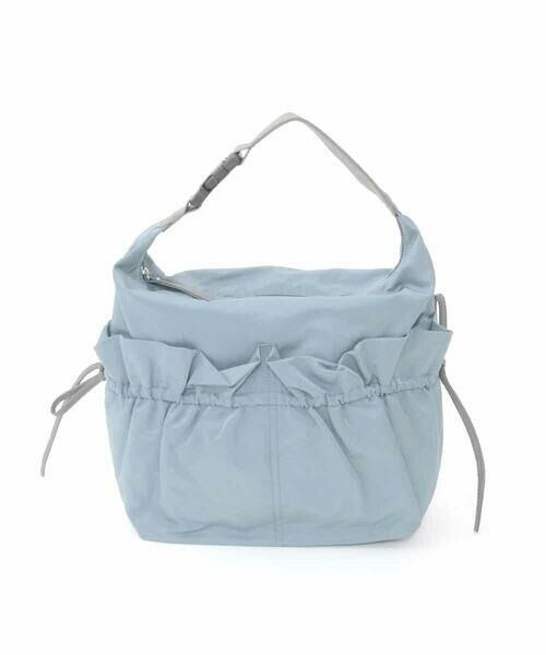MK MICHEL KLEIN BAG / エムケーミッシェルクランバッグ ショルダーバッグ | 【2WAY】ギャザーポケットナイロンデザインバッグ（ライトブルー）