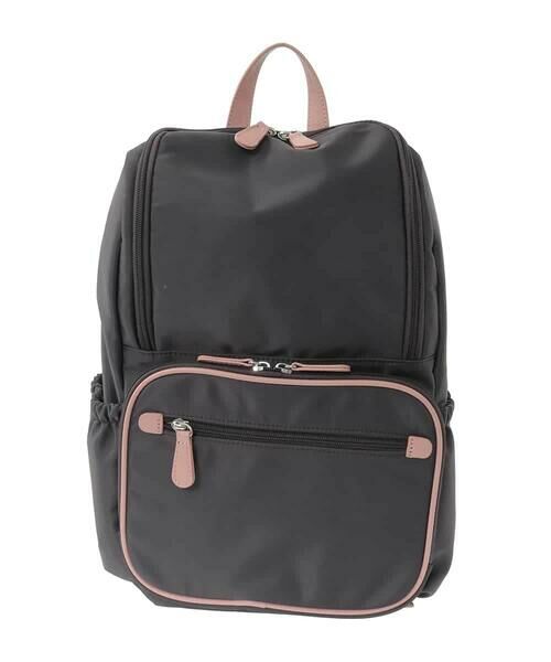 MK MICHEL KLEIN BAG / エムケーミッシェルクランバッグ リュック・バックパック | [撥水/A4収納可]多機能ポケットパイピングデザインリュック（ブラウン×ピンク）