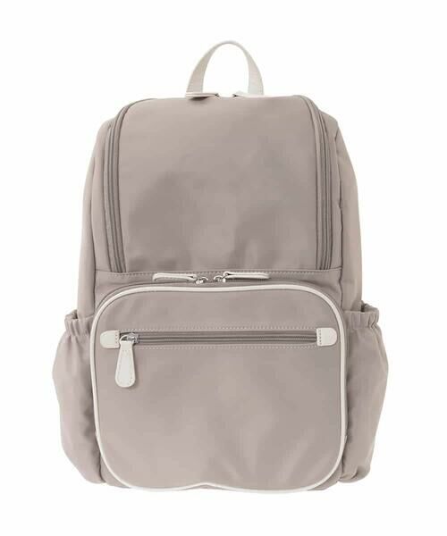 MK MICHEL KLEIN BAG / エムケーミッシェルクランバッグ リュック・バックパック | [撥水/A4収納可]多機能ポケットパイピングデザインリュック（グレージュ×オフホワイト）