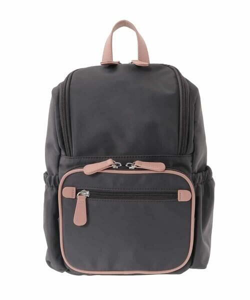 MK MICHEL KLEIN BAG / エムケーミッシェルクランバッグ リュック・バックパック | [撥水/500g以下]多機能ポケットパイピングコンパクトリュック（ブラウン×ピンク）