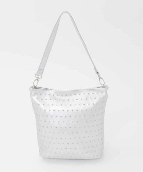 MK MICHEL KLEIN BAG / エムケーミッシェルクランバッグ ショルダーバッグ | [2WAY/軽量]スタッズワンハンドルバッグ（シルバー）