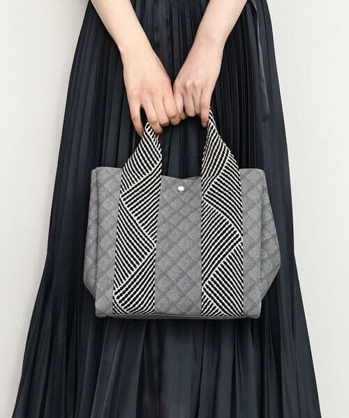 MK MICHEL KLEIN BAG / エムケーミッシェルクランバッグ トートバッグ | [2WAY]ヘリンボーンハンドルミニトートバッグ（ダークグレー）
