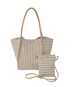 MK MICHEL KLEIN BAG / エムケーミッシェルクランバッグ トートバッグ | [ショルダーポーチ付き]コードストライプデザインバッグ