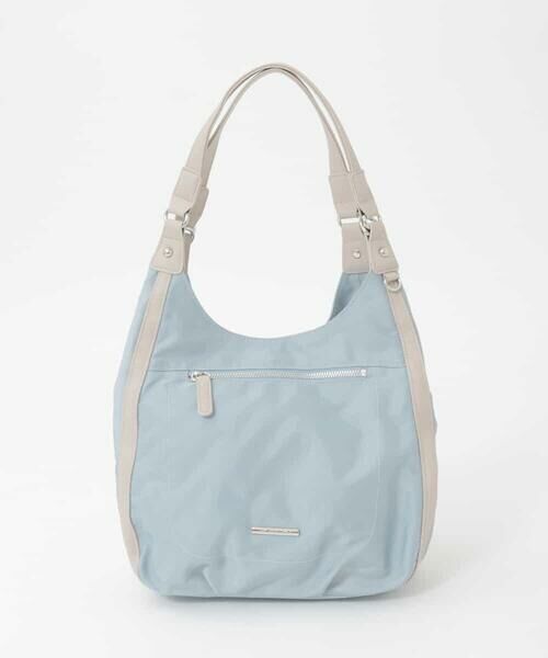 MK MICHEL KLEIN BAG / エムケーミッシェルクランバッグ トートバッグ | [2WAY]異素材ジョイントラウンドナイロントート（ライトブルー）
