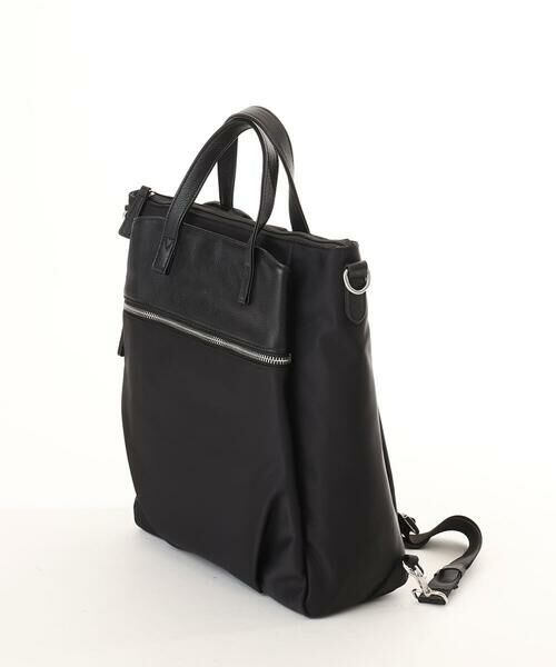 MK MICHEL KLEIN BAG / エムケーミッシェルクランバッグ ショルダーバッグ | [3WAY/撥水]レザーナイロン多機能スクエアバッグ | 詳細2
