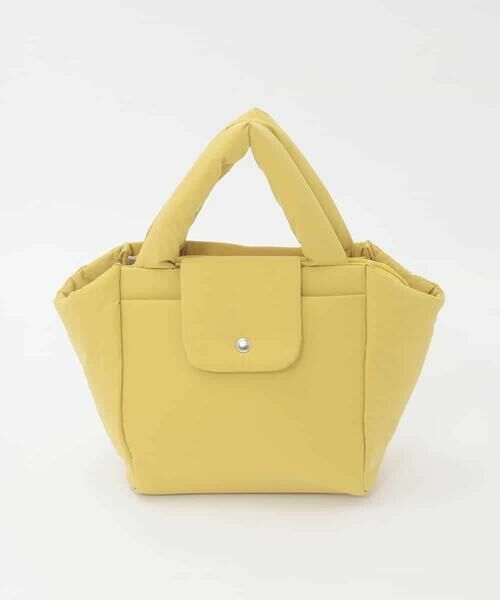MK MICHEL KLEIN BAG / エムケーミッシェルクランバッグ トートバッグ | [WEB限定/軽量/2WAY]ポケットアクセント台形コンパクトトート（イエロー）