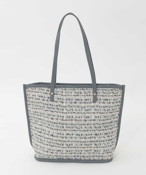 MK MICHEL KLEIN BAG / エムケーミッシェルクランバッグ トートバッグ | [軽量/A4収納可]ツイードデザイントートバッグ（ネイビー）