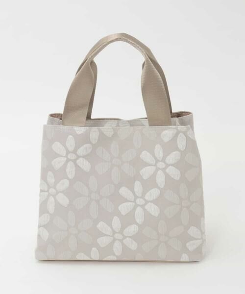 MK MICHEL KLEIN BAG / エムケーミッシェルクランバッグ トートバッグ | [300g以下の軽量]フラワーモチーフコンパクトスクエアバッグ（ライトグレー）