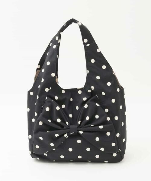 MK MICHEL KLEIN BAG / エムケーミッシェルクランバッグ トートバッグ | [軽量/A4収納可]ドットリボンデザイントートバッグ（ブラック）