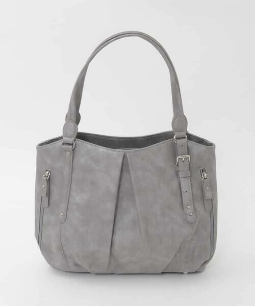 MK MICHEL KLEIN BAG / エムケーミッシェルクランバッグ トートバッグ | [2WAY]サイドファスナータックデザイントートバッグ（グレー）