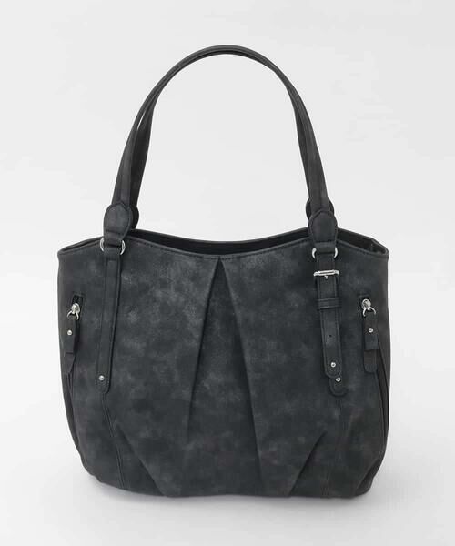 MK MICHEL KLEIN BAG / エムケーミッシェルクランバッグ トートバッグ | [2WAY]サイドファスナータックデザイントートバッグ（ブラック）