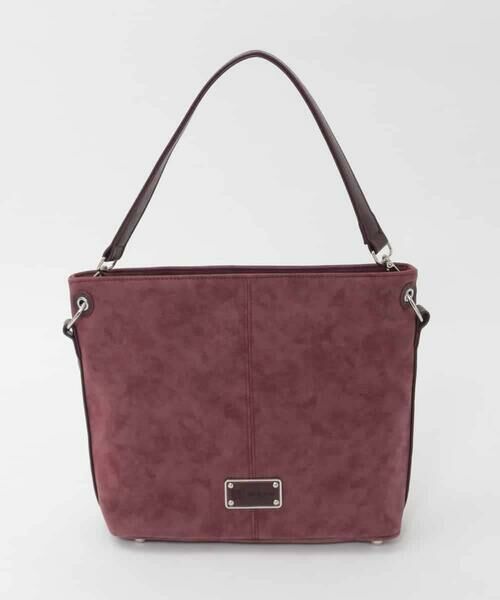 MK MICHEL KLEIN BAG / エムケーミッシェルクランバッグ ショルダーバッグ | [2WAY]スエード風メタルタグアクセントショルダーバッグ（レッド）