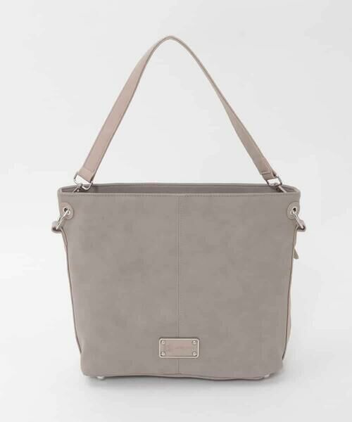 MK MICHEL KLEIN BAG / エムケーミッシェルクランバッグ ショルダーバッグ | [2WAY]スエード風メタルタグアクセントショルダーバッグ（グレー）