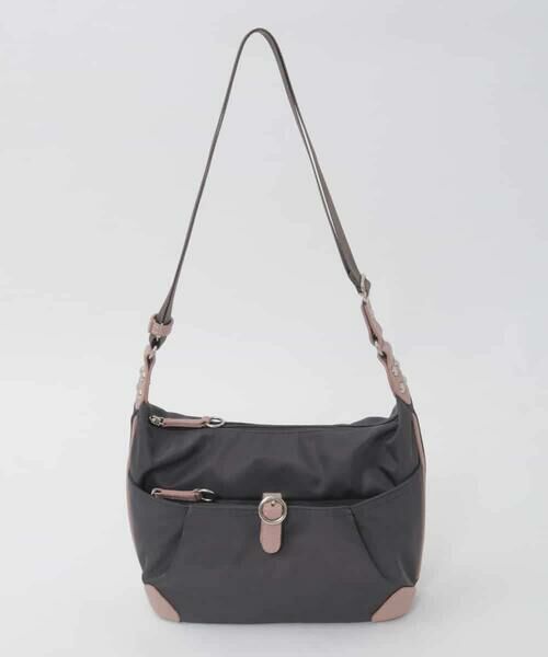 MK MICHEL KLEIN BAG / エムケーミッシェルクランバッグ ショルダーバッグ | 【撥水/軽量】レザーポイントナイロンショルダーバッグ（パープル）