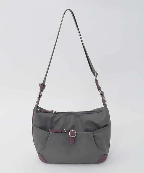 MK MICHEL KLEIN BAG / エムケーミッシェルクランバッグ ショルダーバッグ | 【撥水/軽量】レザーポイントナイロンショルダーバッグ（グレー）
