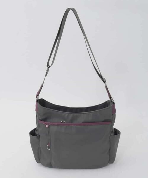 MK MICHEL KLEIN BAG / エムケーミッシェルクランバッグ ショルダーバッグ | 【撥水】アクセントレザーショルダーバッグ（グレー）