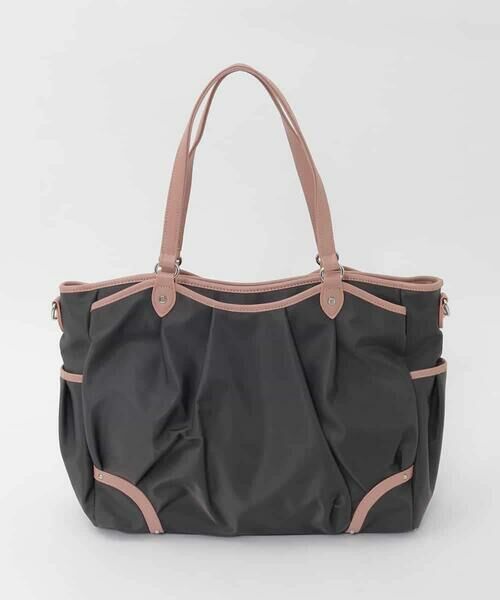 MK MICHEL KLEIN BAG / エムケーミッシェルクランバッグ トートバッグ | [2WAY/撥水/A4収納可]レザージョイントタックデザイントートバッグ（パープル）