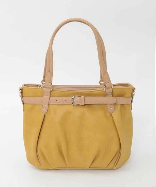 MK MICHEL KLEIN BAG / エムケーミッシェルクランバッグ トートバッグ | [2WAY]フロントベルトタックデザイントートバッグ（イエロー）