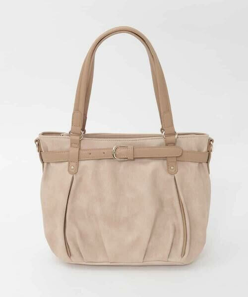 MK MICHEL KLEIN BAG / エムケーミッシェルクランバッグ トートバッグ | [2WAY]フロントベルトタックデザイントートバッグ（ベージュ）