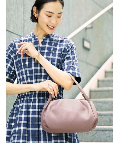MK MICHEL KLEIN BAG / エムケーミッシェルクランバッグ トートバッグ | [2WAY]ベルトハンドルタックデザイントート（ピンク）