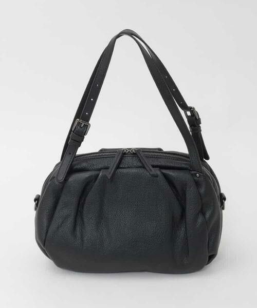 MK MICHEL KLEIN BAG / エムケーミッシェルクランバッグ トートバッグ | [2WAY]ベルトハンドルタックデザイントート（ブラック）