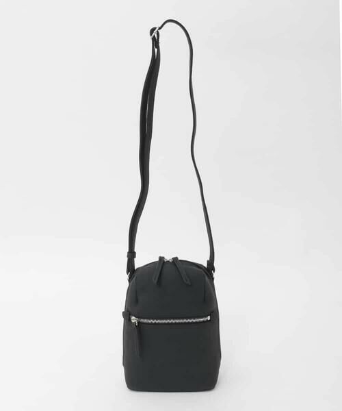MK MICHEL KLEIN BAG / エムケーミッシェルクランバッグ ショルダーバッグ | [300g以下の軽量]牛革ラウンドジップショルダーバッグ（ブラック）