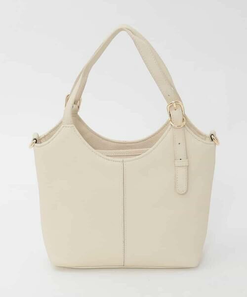 MK MICHEL KLEIN BAG / エムケーミッシェルクランバッグ トートバッグ | [2WAY]ベルトデザインレザーミニトート（アイボリー）