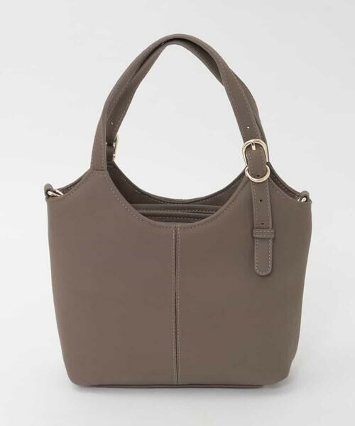 MK MICHEL KLEIN BAG / エムケーミッシェルクランバッグ トートバッグ | [2WAY]ベルトデザインレザーミニトート（ベージュ）