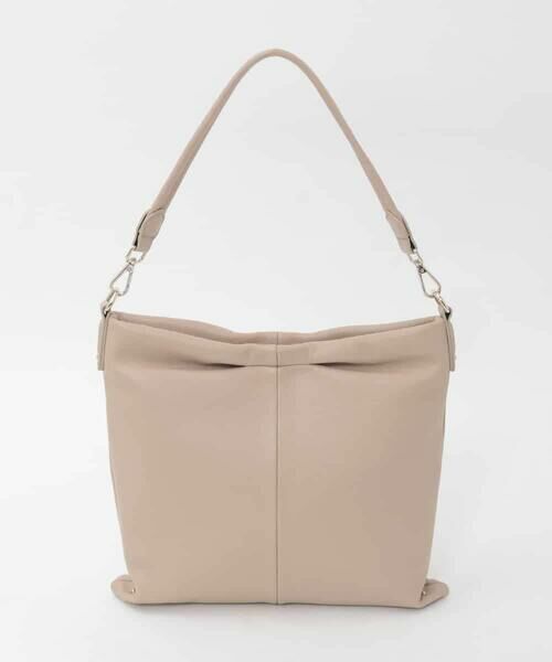 MK MICHEL KLEIN BAG / エムケーミッシェルクランバッグ ショルダーバッグ | [2WAY]タックデザイン牛革スクエアショルダーバッグ（ベージュ）