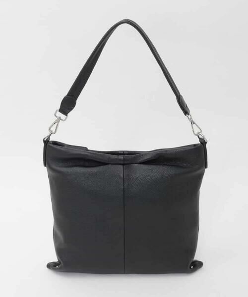 MK MICHEL KLEIN BAG / エムケーミッシェルクランバッグ ショルダーバッグ | [2WAY]タックデザイン牛革スクエアショルダーバッグ（ブラック）