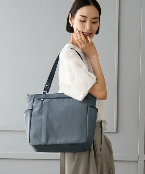 MK MICHEL KLEIN BAG / エムケーミッシェルクランバッグ トートバッグ | [2WAY/A4収納可]多機能ポケットナイロントートバッグ（グレー×ネイビー）