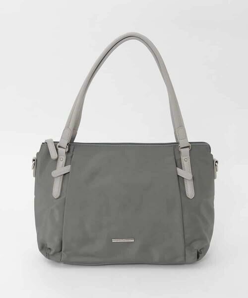 MK MICHEL KLEIN BAG / エムケーミッシェルクランバッグ トートバッグ | [2WAY/撥水/A4収納可]牛革ジョイントデザイントートバッグ（カーキ）
