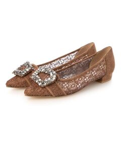 MODE ET JACOMO / モードエジャコモ フラットシューズ | ポインテッドトゥビジューレースパンプス