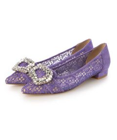 MODE ET JACOMO / モードエジャコモ フラットシューズ | ポインテッドトゥビジューレースパンプス