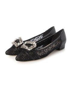 MODE ET JACOMO / モードエジャコモ フラットシューズ | ポインテッドトゥビジューレースパンプス