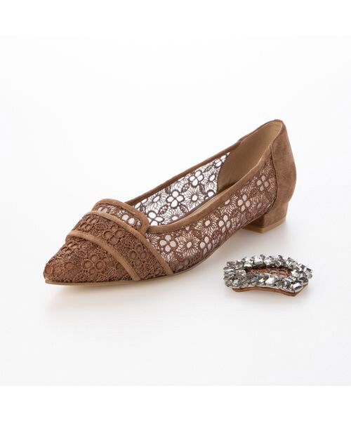 MODE ET JACOMO / モードエジャコモ フラットシューズ | ポインテッドトゥビジューレースパンプス | 詳細14