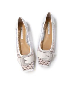 MODE ET JACOMO / モードエジャコモ フラットシューズ | バックルモチーフメッシュパンプス