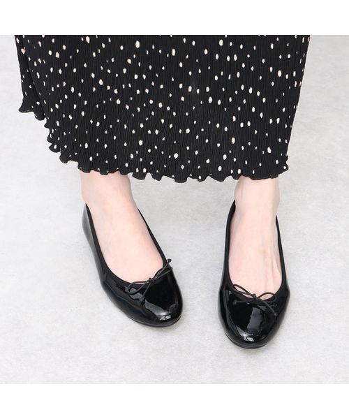 MODE ET JACOMO / モードエジャコモ レインシューズ | 【レイン対応】ラウンドトゥバレエシューズ(ブラックエナメル)