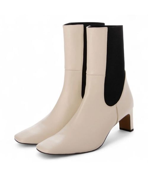 MODE ET JACOMO / モードエジャコモ ブーツ（ショート丈） | スクエアトゥサイドゴアブーツ（ホワイト）