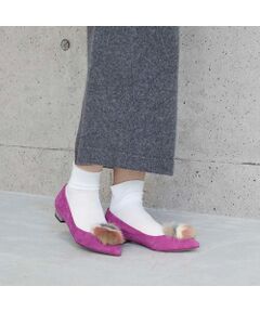 MODE ET JACOMO / モードエジャコモ フラットシューズ | ファー付ポインテッドトゥフラットパンプス